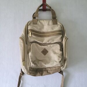 Ergobaby Out For Adventure Diaper Bag Backpack Linen Tan Mom or Dad Bag only EUC